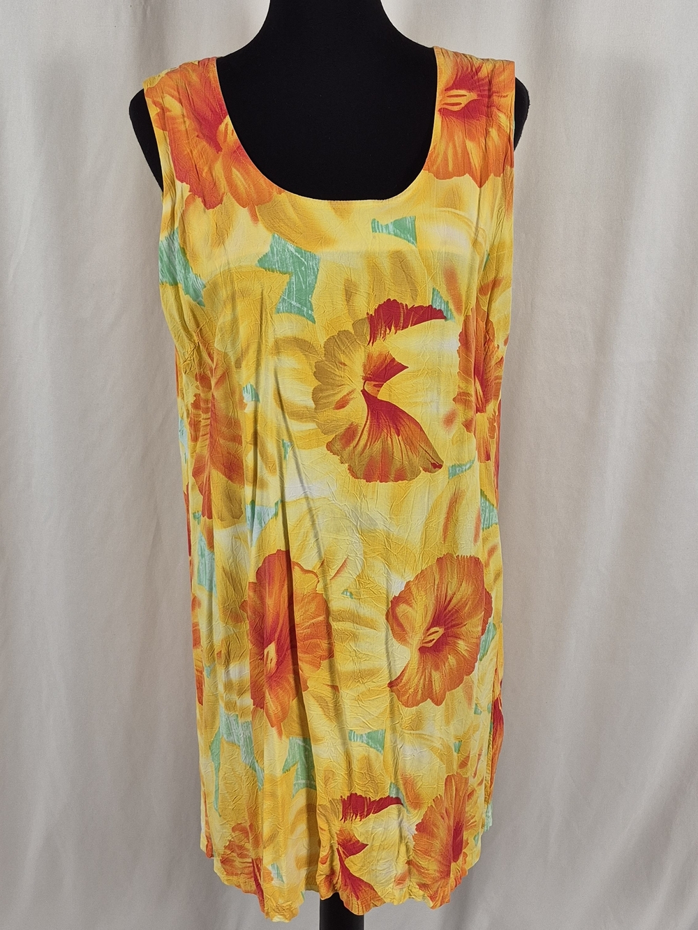 Jams World Vintage Daffodil Sleeveless Shift Dress - Size XL **Flaws